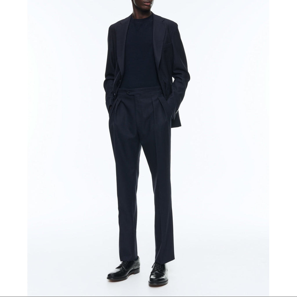 Fursac - Pantalon À Pinces En Laine Certifiée - Bleu