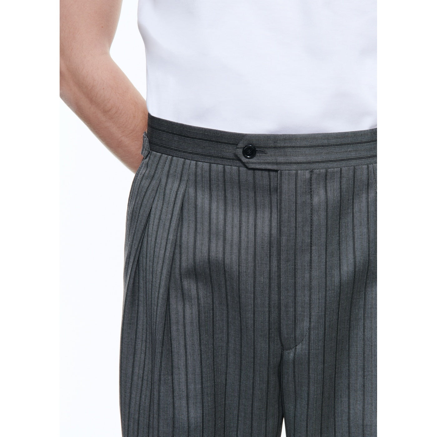 Fursac - Pantalon Double Pinces Twill Rayé Gris - Cendre