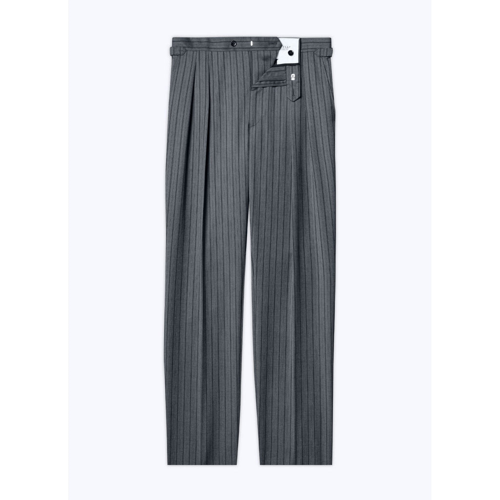 Fursac - Pantalon Double Pinces Twill Rayé Gris - Cendre