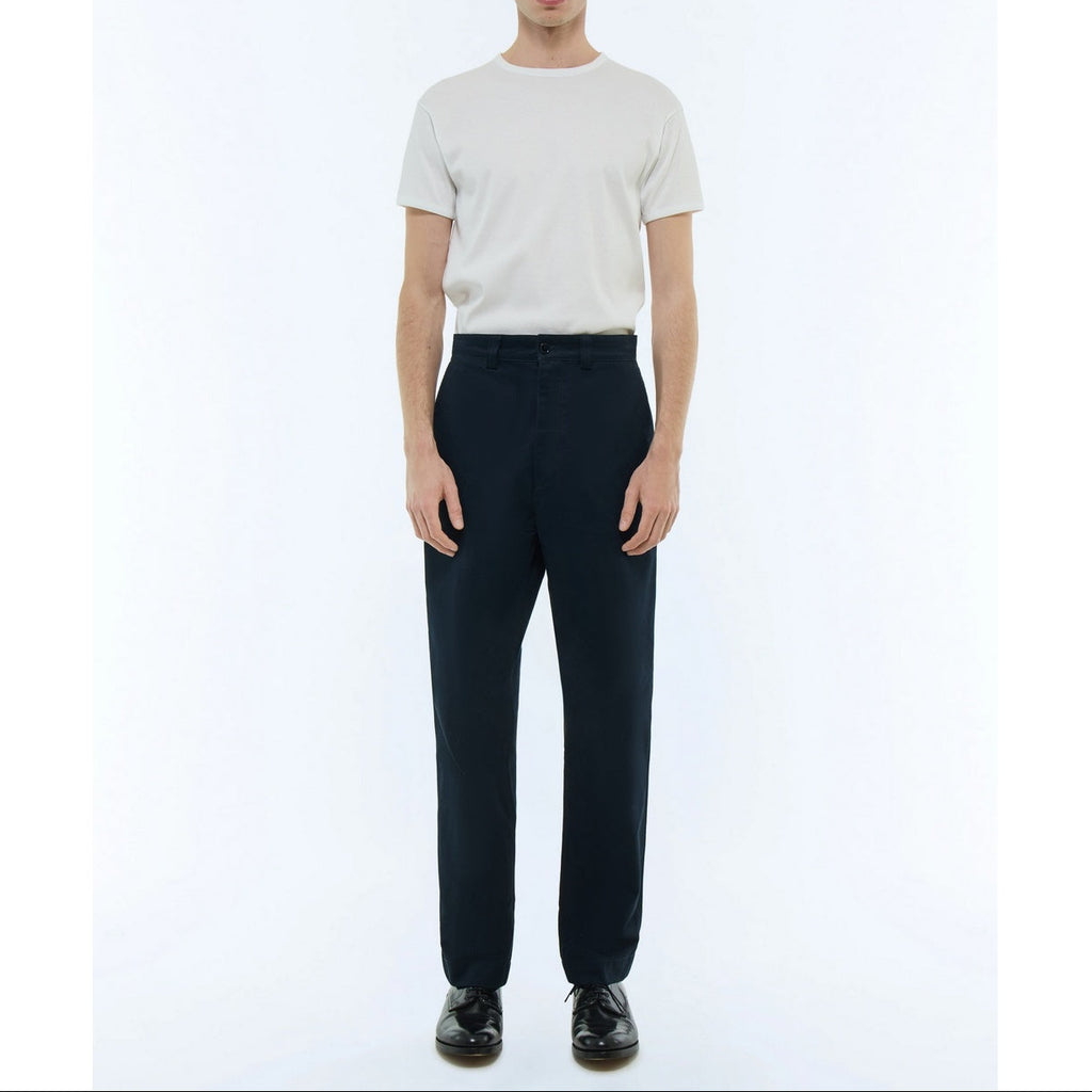 Chino Droit En Serge De Coton - Bleu Marine