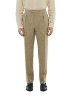 Linnen Visgraatbroek - Beige