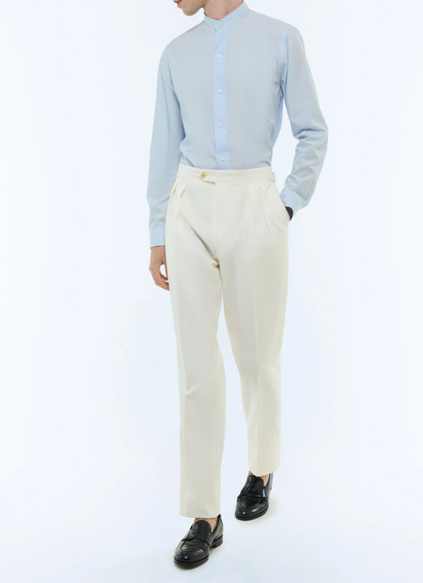 Pantalón con raya en sarga gruesa - Crudo