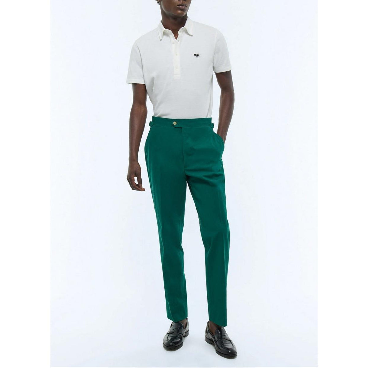 Pantalón Chino Ajustado De Lona De Algodón - Verde