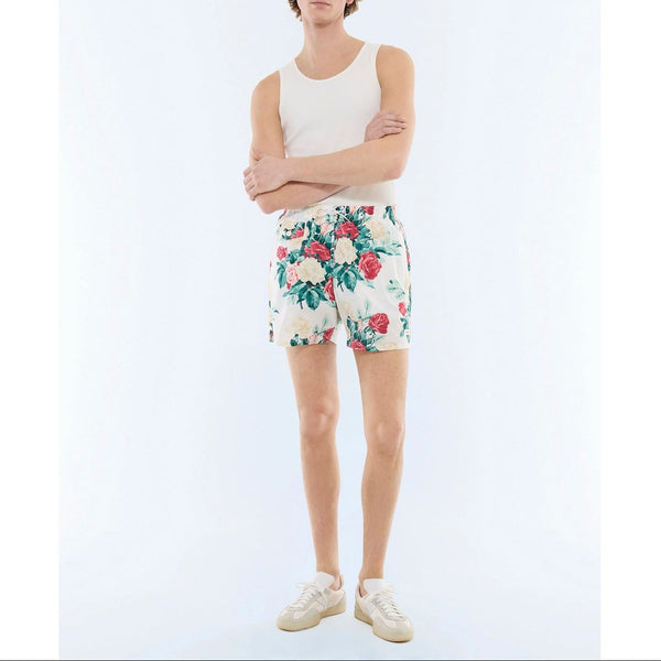Badshorts I Funktionsmaterial - Blommönster I Grönt, Rosa Och Vitt