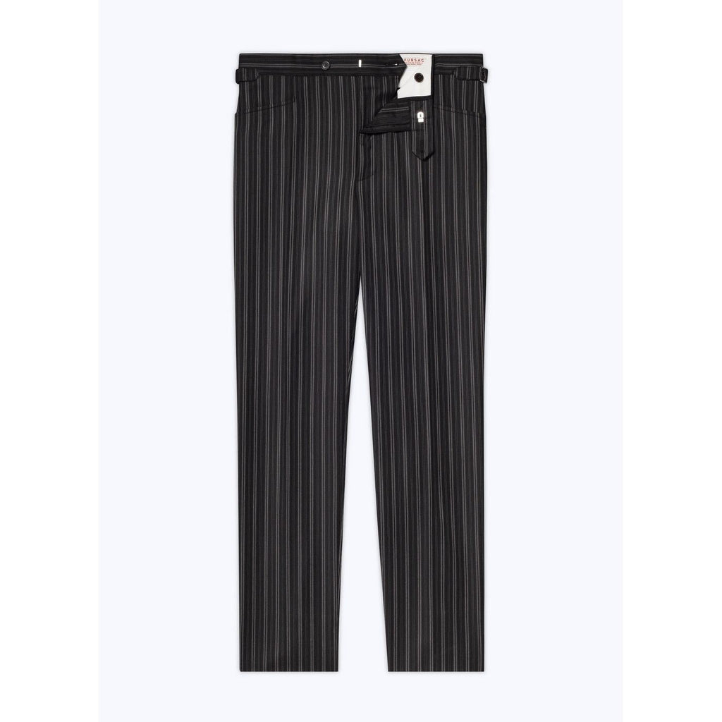 Pantalón Entallado de Lana Virgen - Negro - Rayas Irregulares