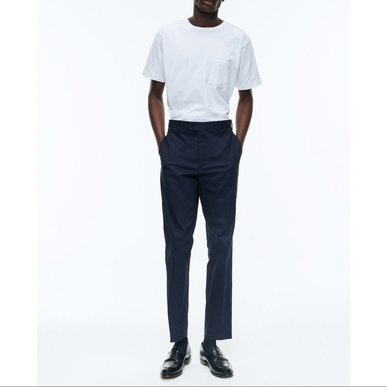 Pantalón chino de gabardina de algodón azul marino - Azul marino