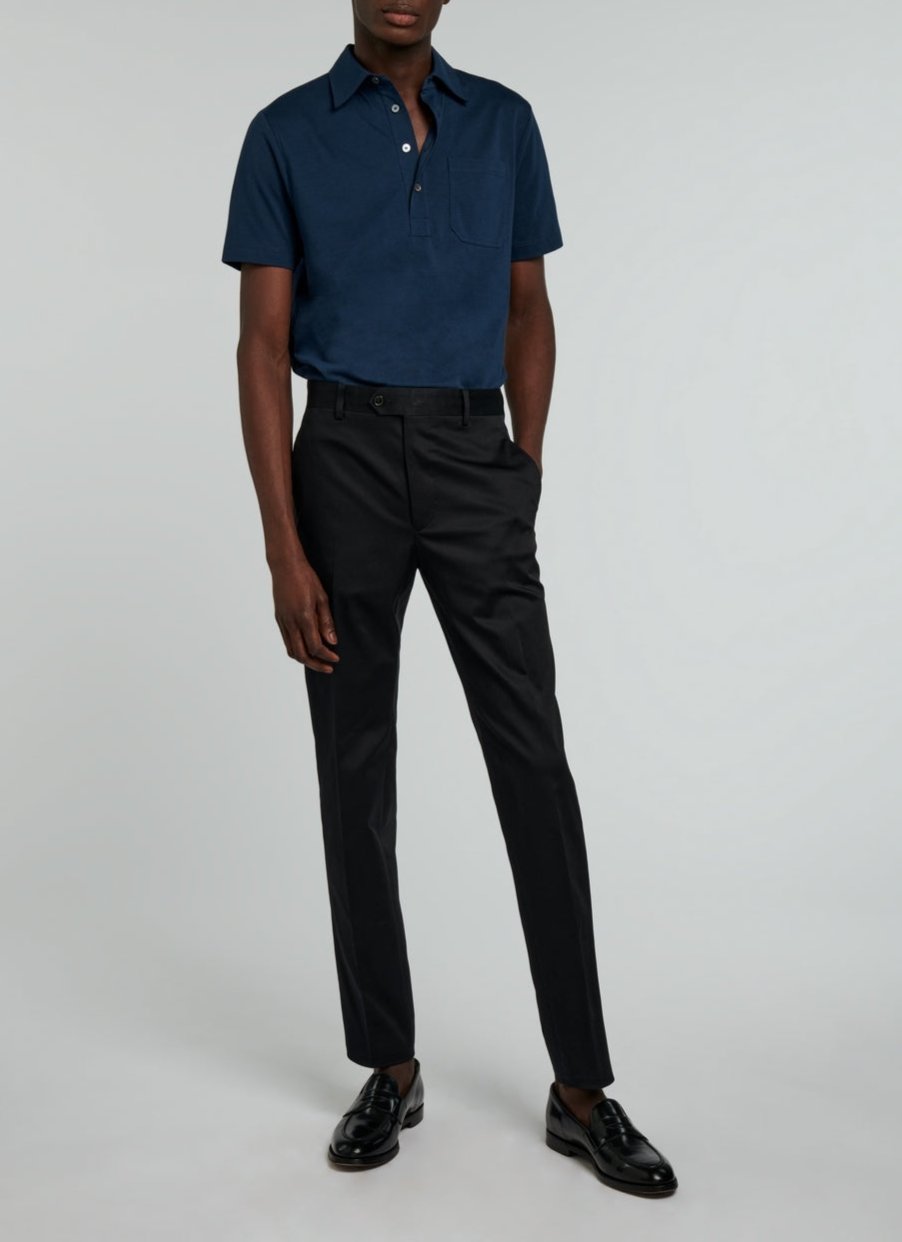 Fursac - Pantalon Chino En Gabardine De Coton - Marine - Homme