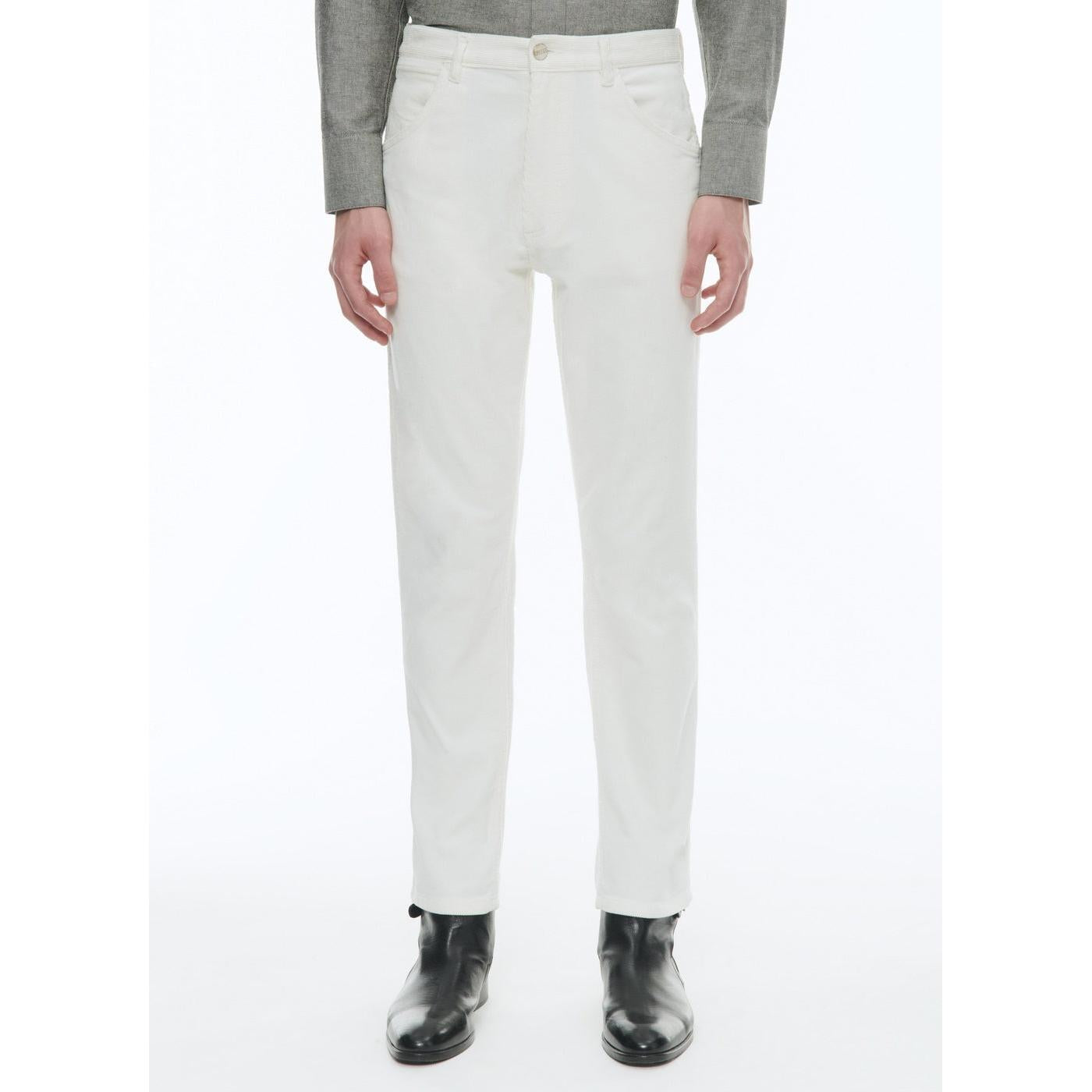 Fursac - Pantalon En Velours Côtelé - Blanc