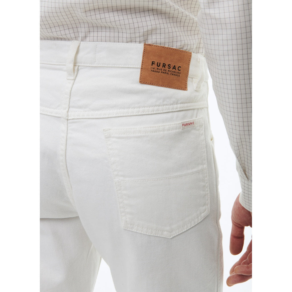 Fursac - Pantalon 5 Poches En Serge De Coton - Blanc