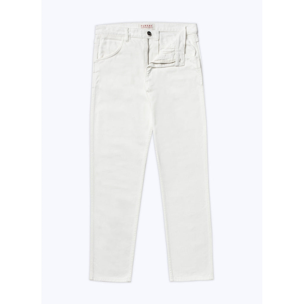 Fursac - Pantalon 5 Poches En Serge De Coton - Blanc