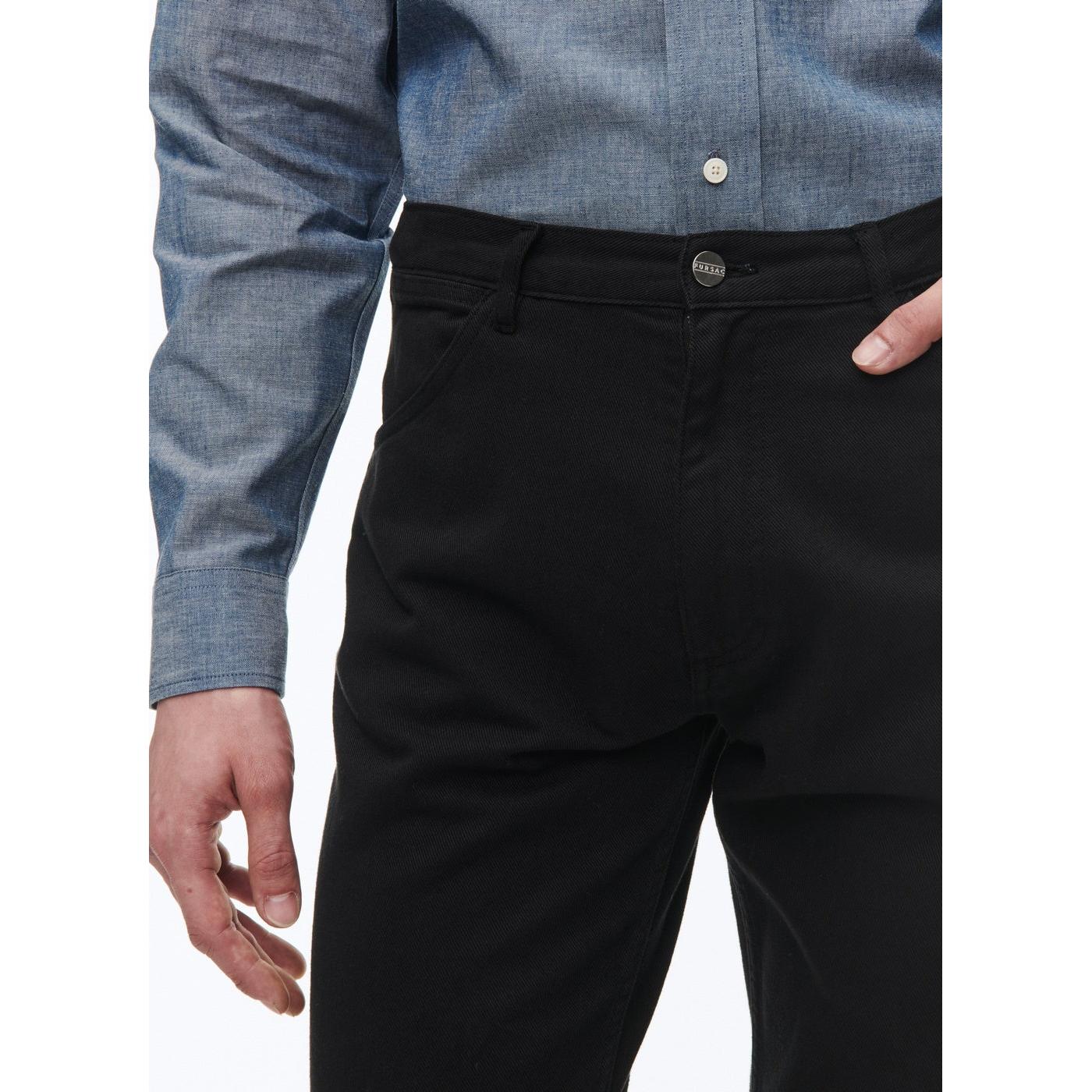 Fursac - Pantalon 5 Poches En Serge De Coton Noir - Noir