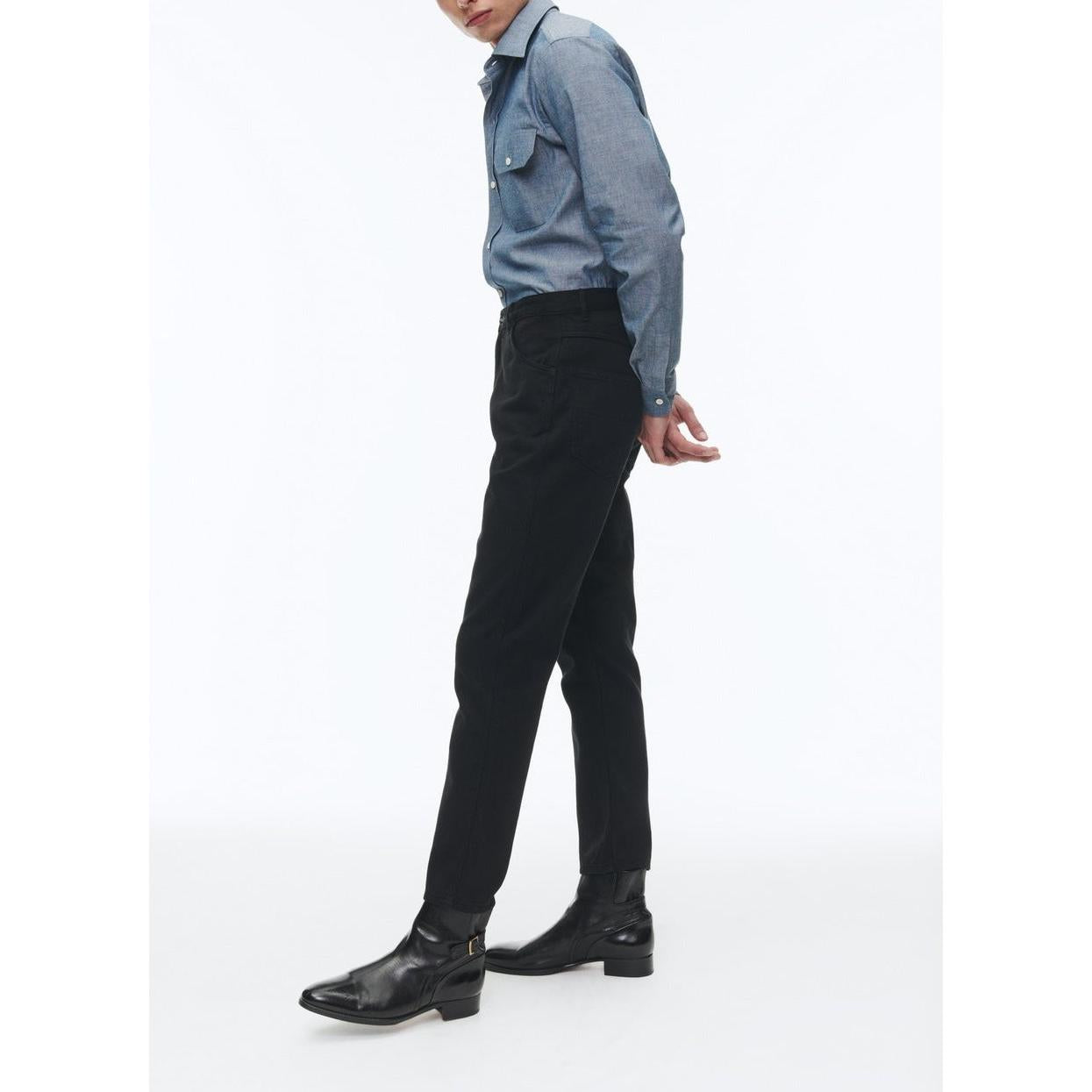Fursac - Pantalon 5 Poches En Serge De Coton Noir - Noir