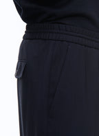 Fursac - Pantalon Élastiqué En Toile De Laine - Bleu Carbone - Homme