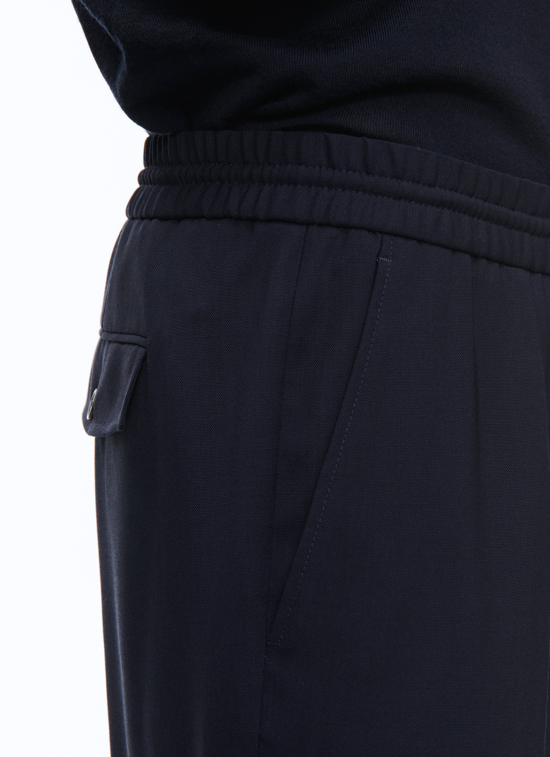 Fursac - Pantalon Élastiqué En Toile De Laine - Bleu Carbone - Homme