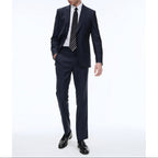 Navy Plain Serge Suit Pants - Carbon