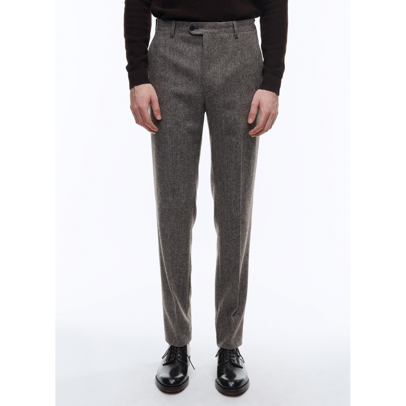 Fursac - Pantalon En Laine Cardée À Chevrons - Taupe