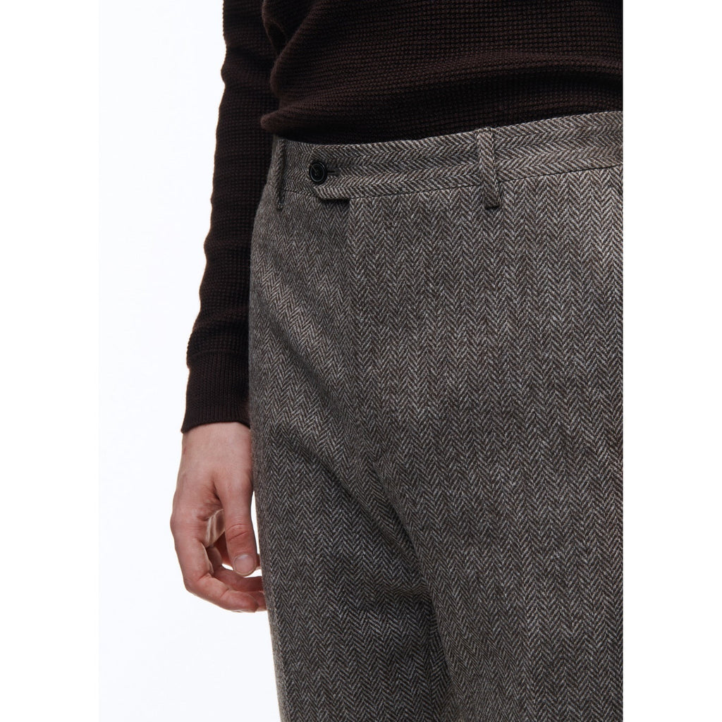 Fursac - Pantalon En Laine Cardée À Chevrons - Taupe