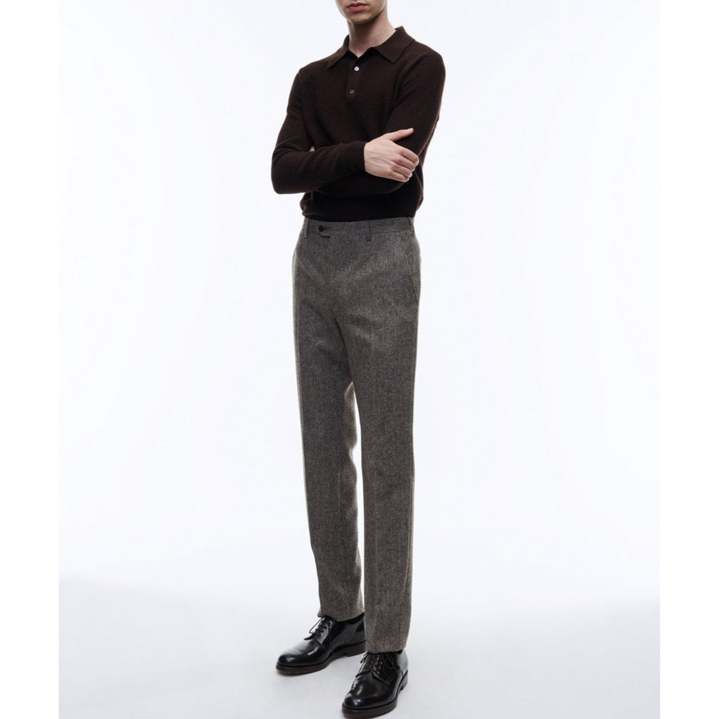 Fursac - Pantalon En Laine Cardée À Chevrons - Taupe