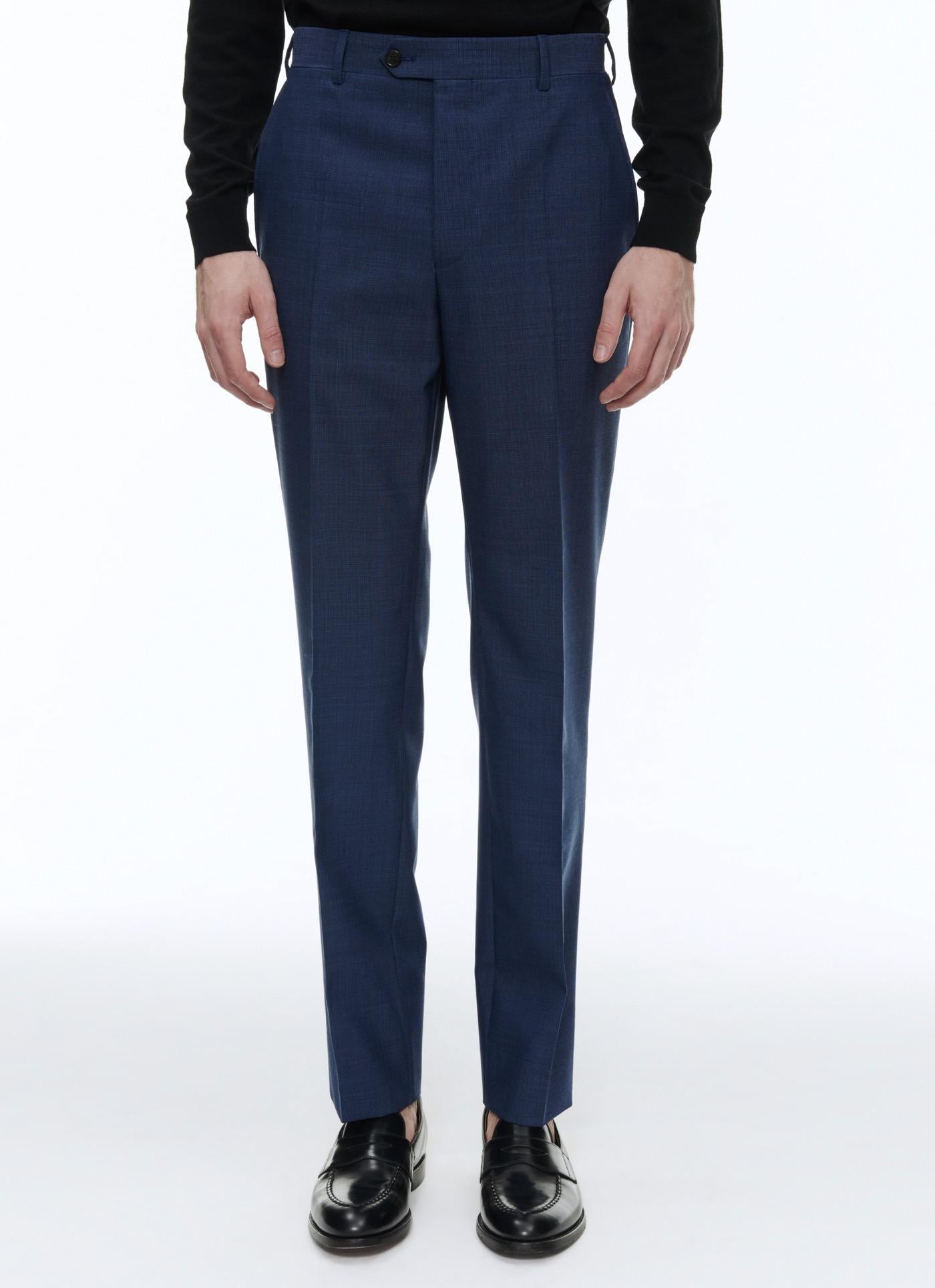 Fursac - Pantalón De Traje De Lana Azul Con Microdiseño - Zafiro - Hombre