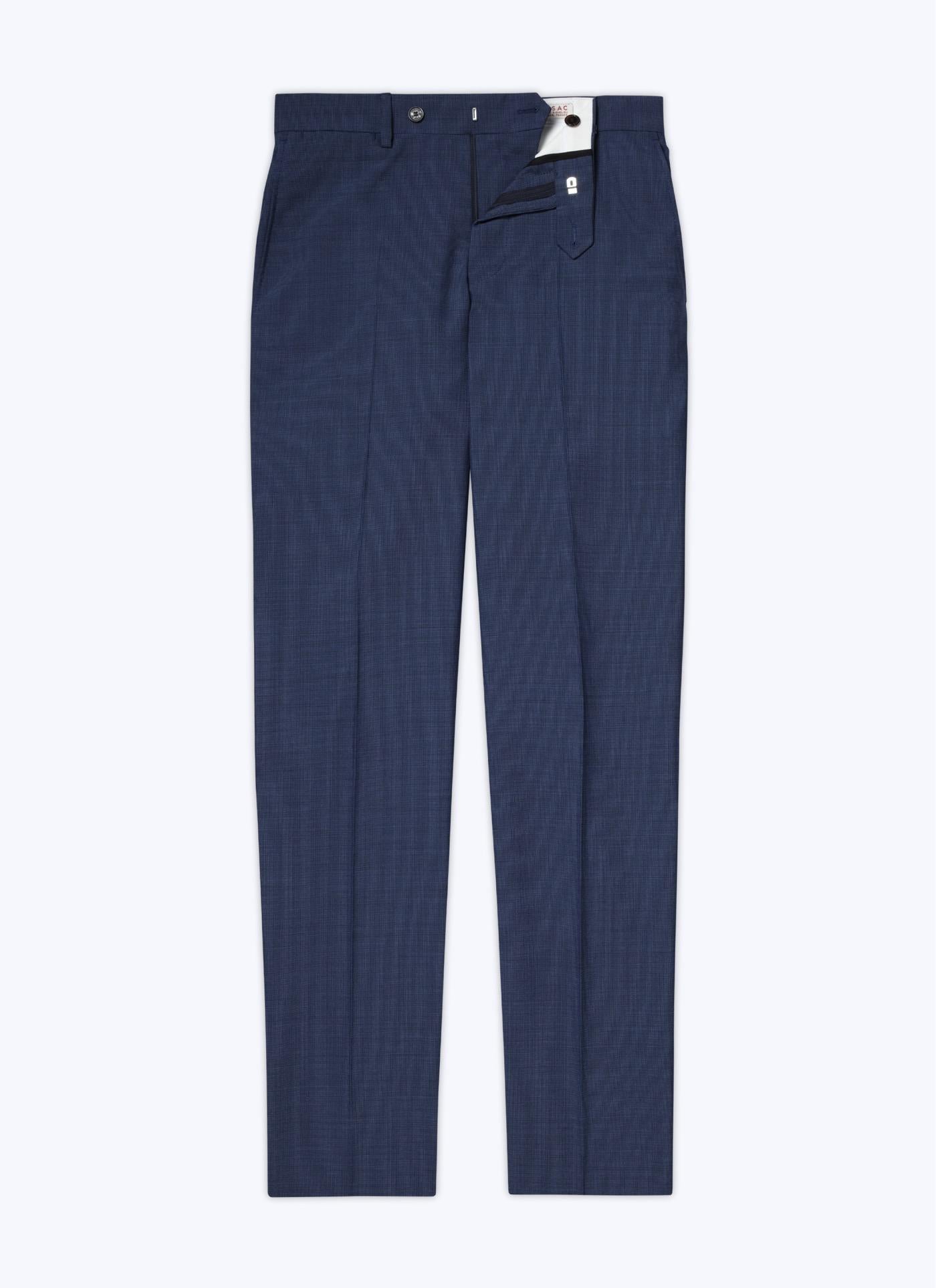 Fursac - Pantalón De Traje De Lana Azul Con Microdiseño - Zafiro - Hombre