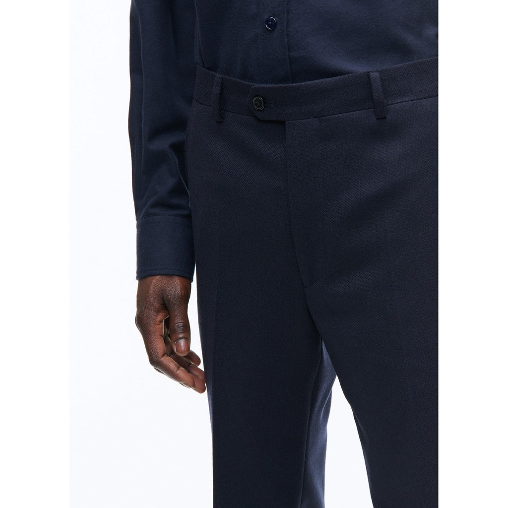 Fursac - Pantalon En Flanelle De Laine Armurée - Marine