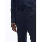 Fursac - Pantalon En Flanelle De Laine Armurée - Marine