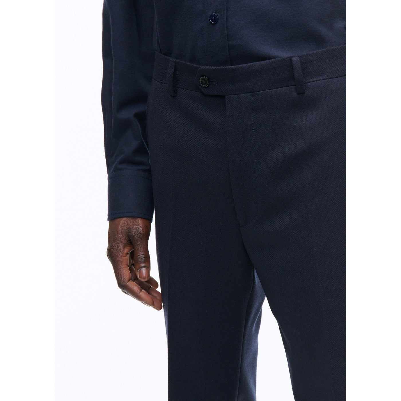 Fursac - Pantalon En Flanelle De Laine Armurée - Marine