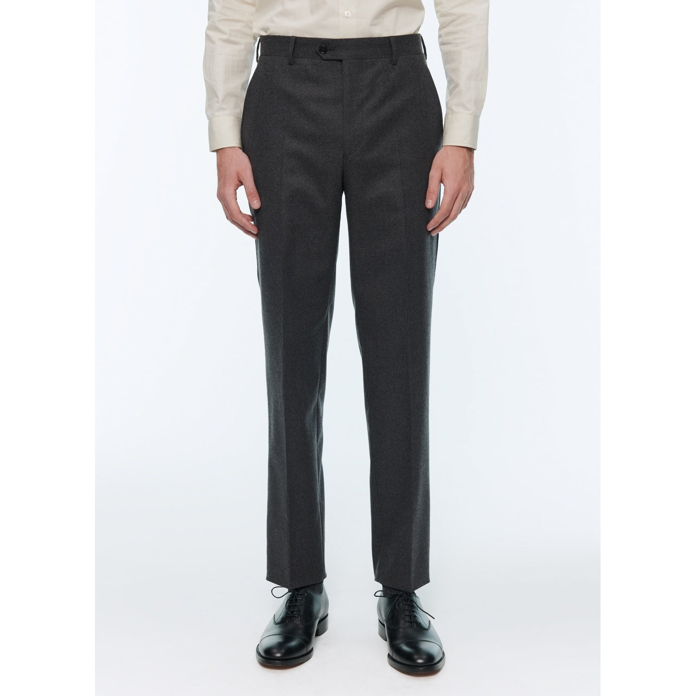 Fursac - Pantalon Costume Flanelle Stretch Unie Gris Foncé - Acier