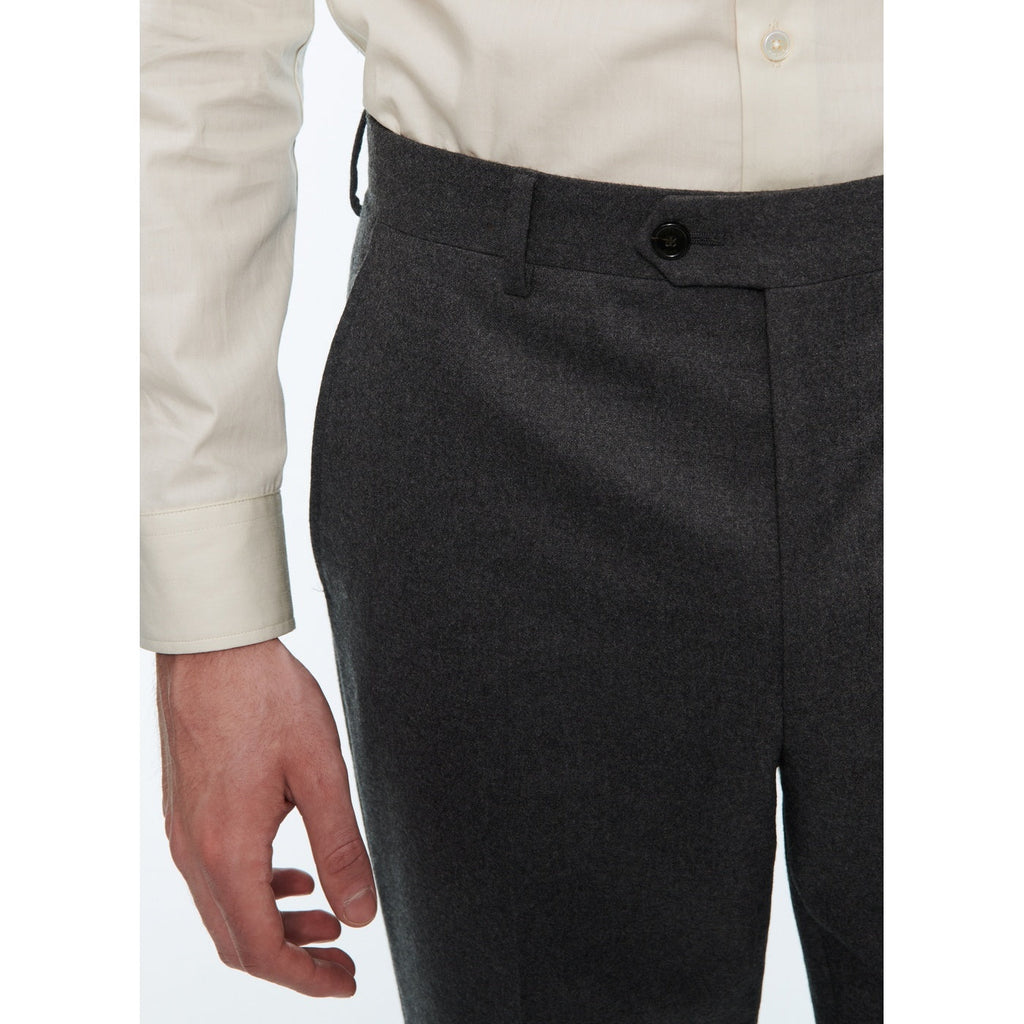 Fursac - Pantalon Costume Flanelle Stretch Unie Gris Foncé - Acier