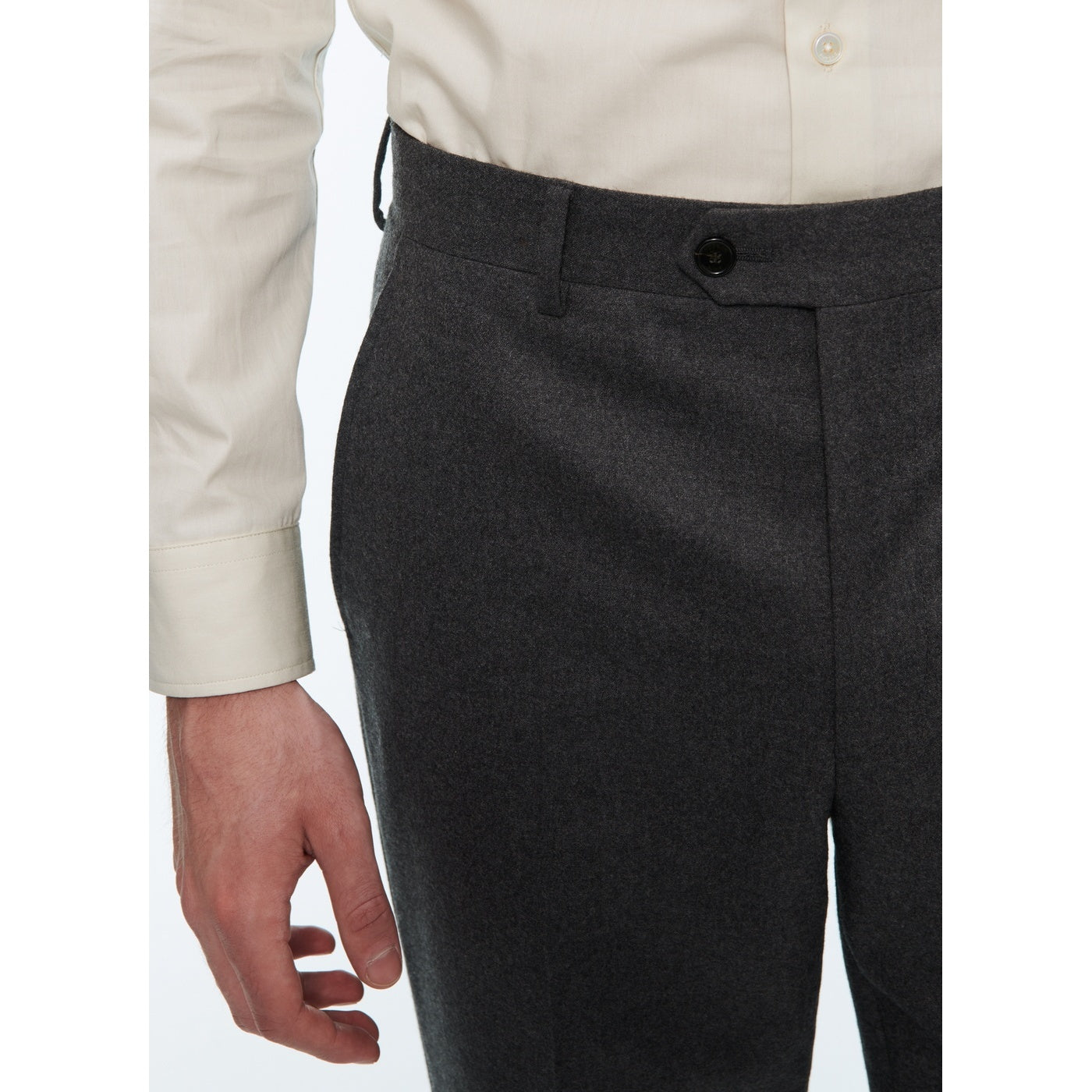 Fursac - Pantalon Costume Flanelle Stretch Unie Gris Foncé - Acier
