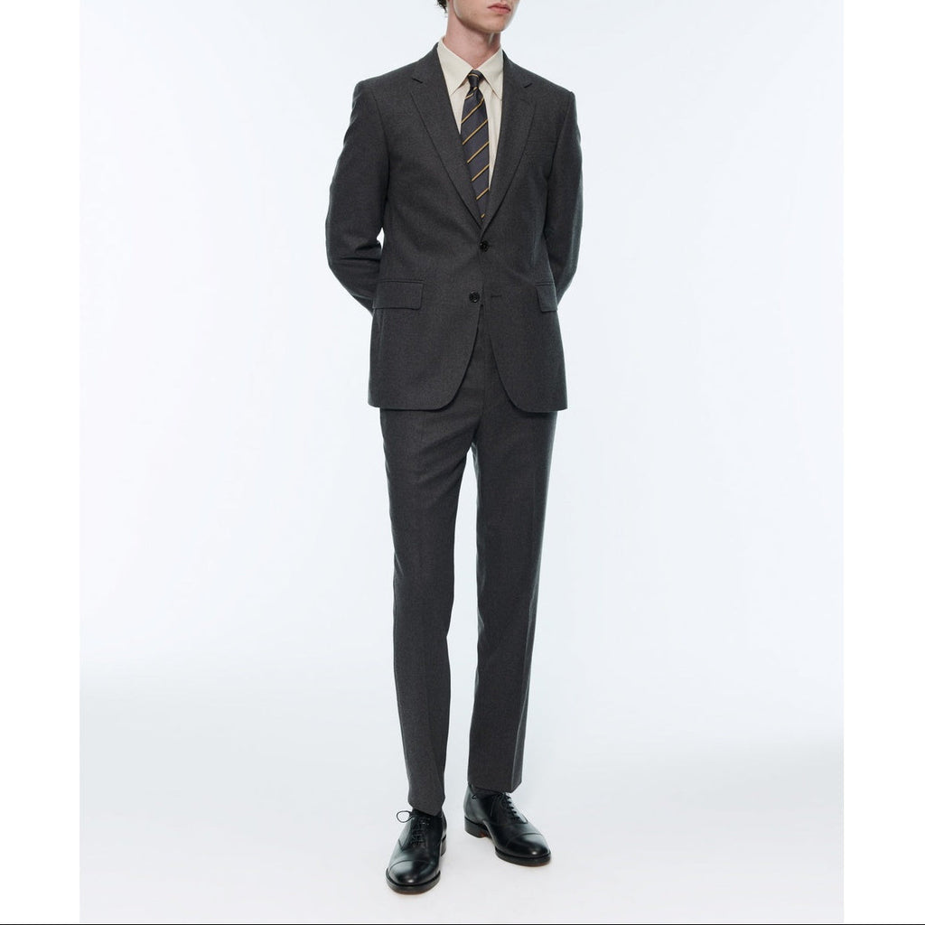 Fursac - Pantalon Costume Flanelle Stretch Unie Gris Foncé - Acier