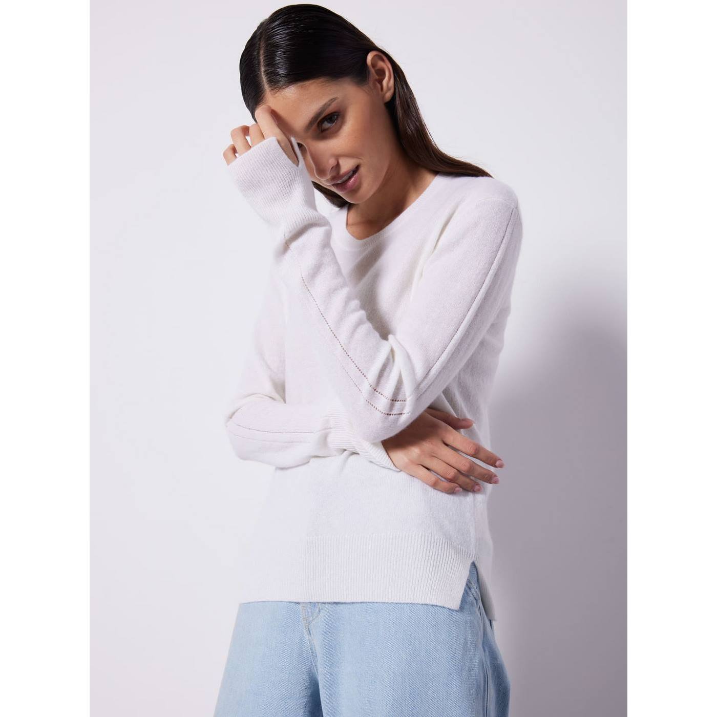 Pull Cachemire Col Rond Marcia - Lys