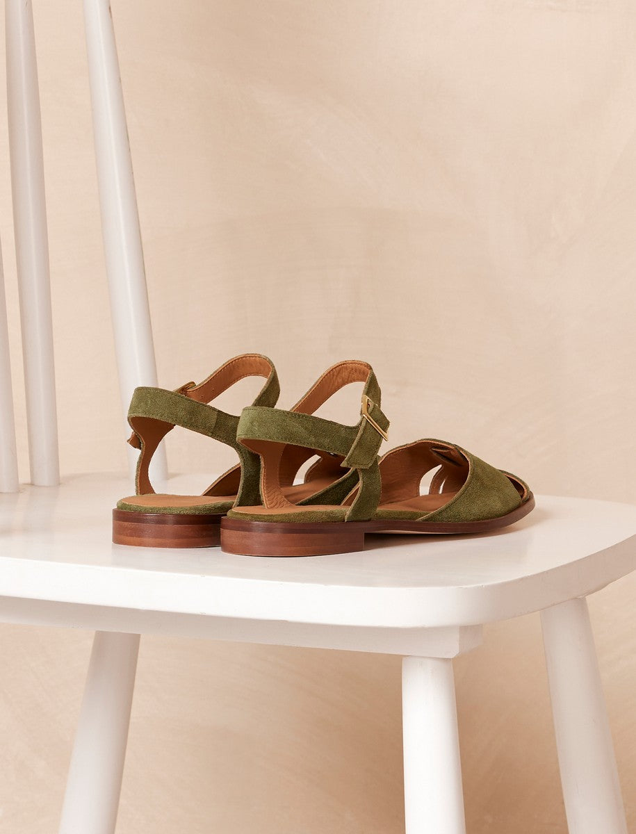 Sandalias planas Amandine - Oliva - Mujer