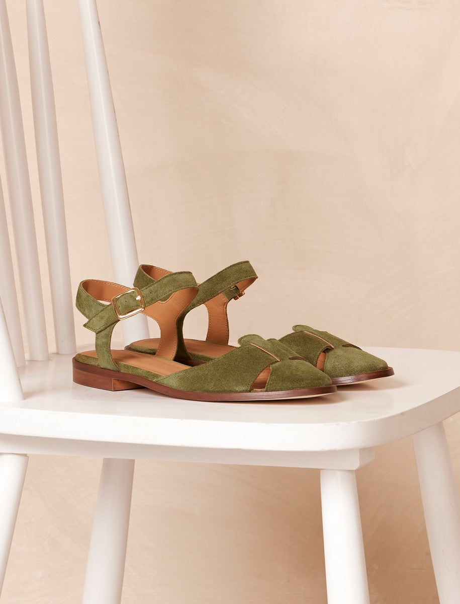 Sandalias planas Amandine - Oliva - Mujer