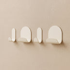 2 Malins + 2 Malins Larges - Lot De 4 Patères Murales - Acier - Crème Fine Texture