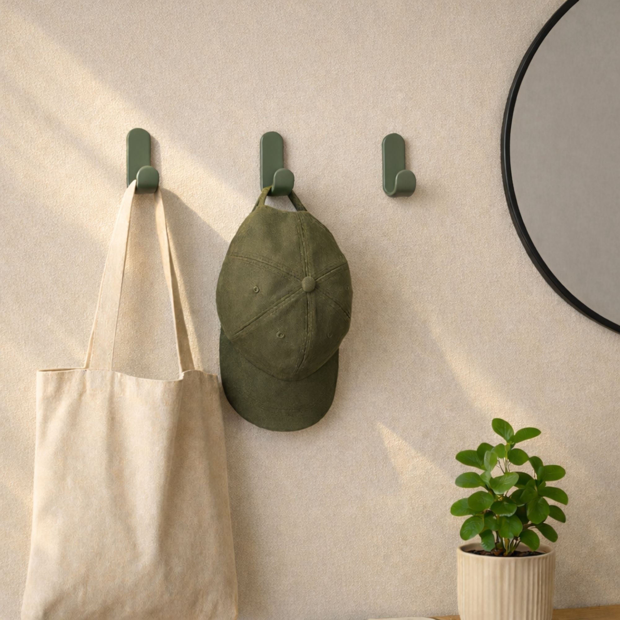 Les Malins - Lot De 3 Patères Murales - Acier - Gris Olive