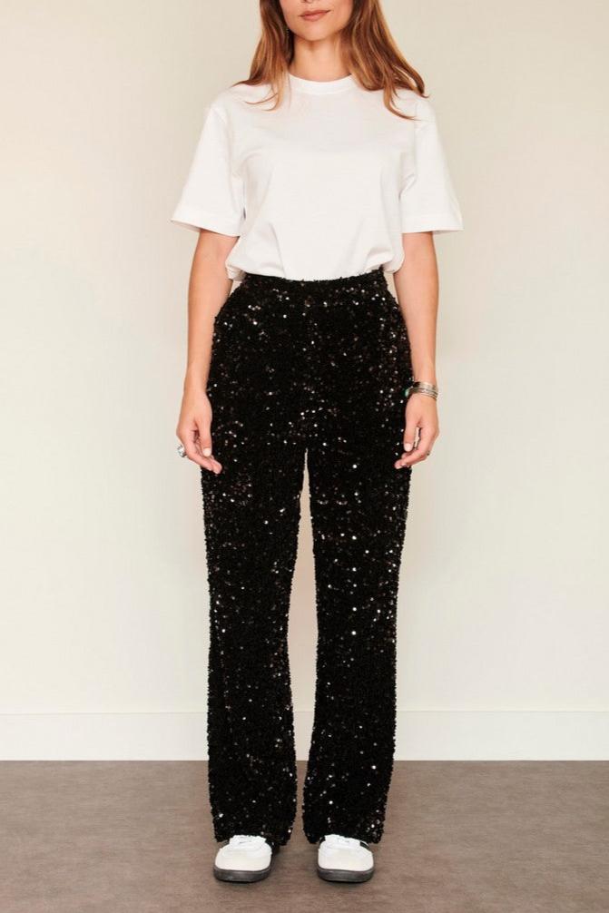 Pantalones de lentejuelas - Negro