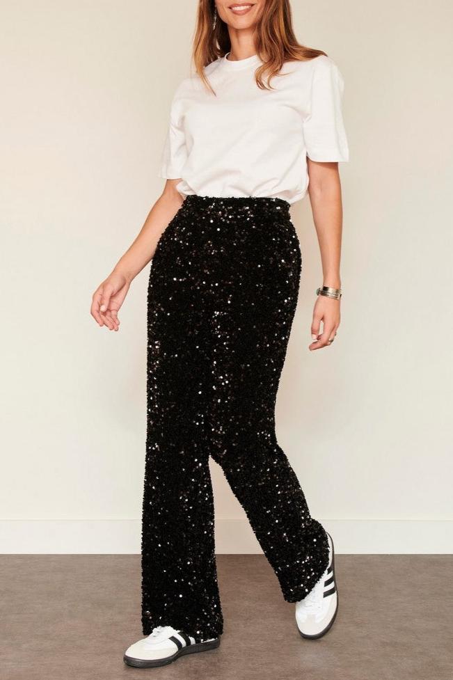 Pantalones de lentejuelas - Negro