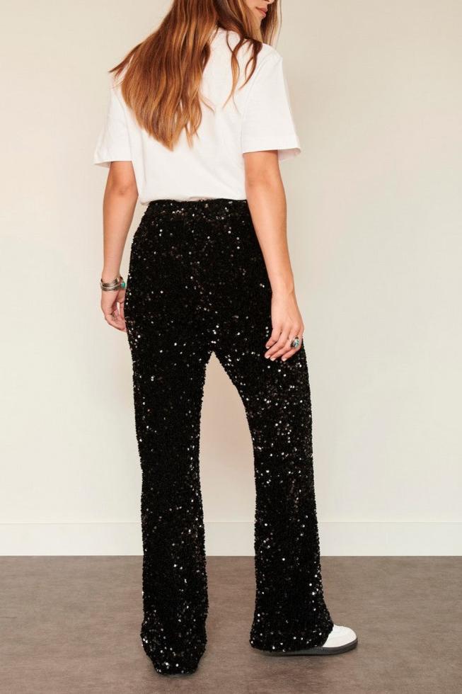 Pantalones de lentejuelas - Negro