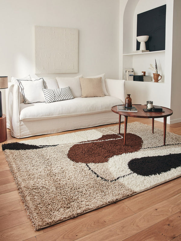 Alfombra Palermo Shaggy 1062 - Estampado Geométrico - Marrón - Interior