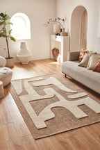 Rustic rug with beige relief pattern: PAL9491BLA PALMA