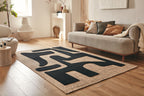 Rustic rug with black pattern: PAL9491NOI PALMA