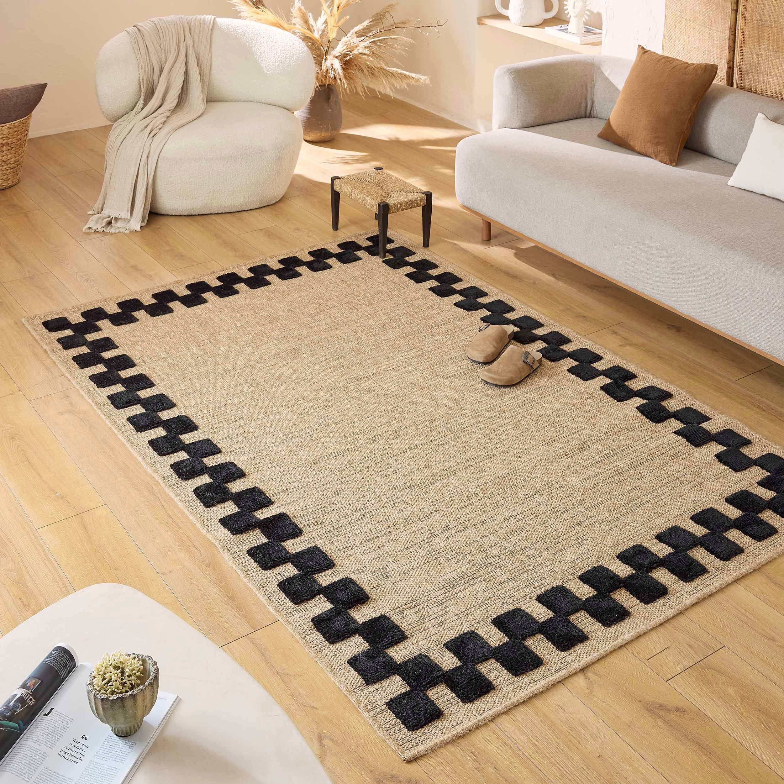 Palma - Alfombra Interior - Polipropileno y Poliéster - Negro