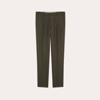 Hast – Dark Green Wool Pleated Trousers, dark green suit trousers, front view, against a white background