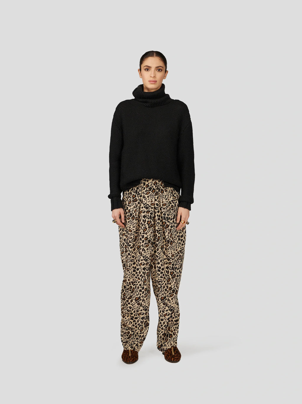 Pantalon Sakis À Imprimé Léopard Soyeux