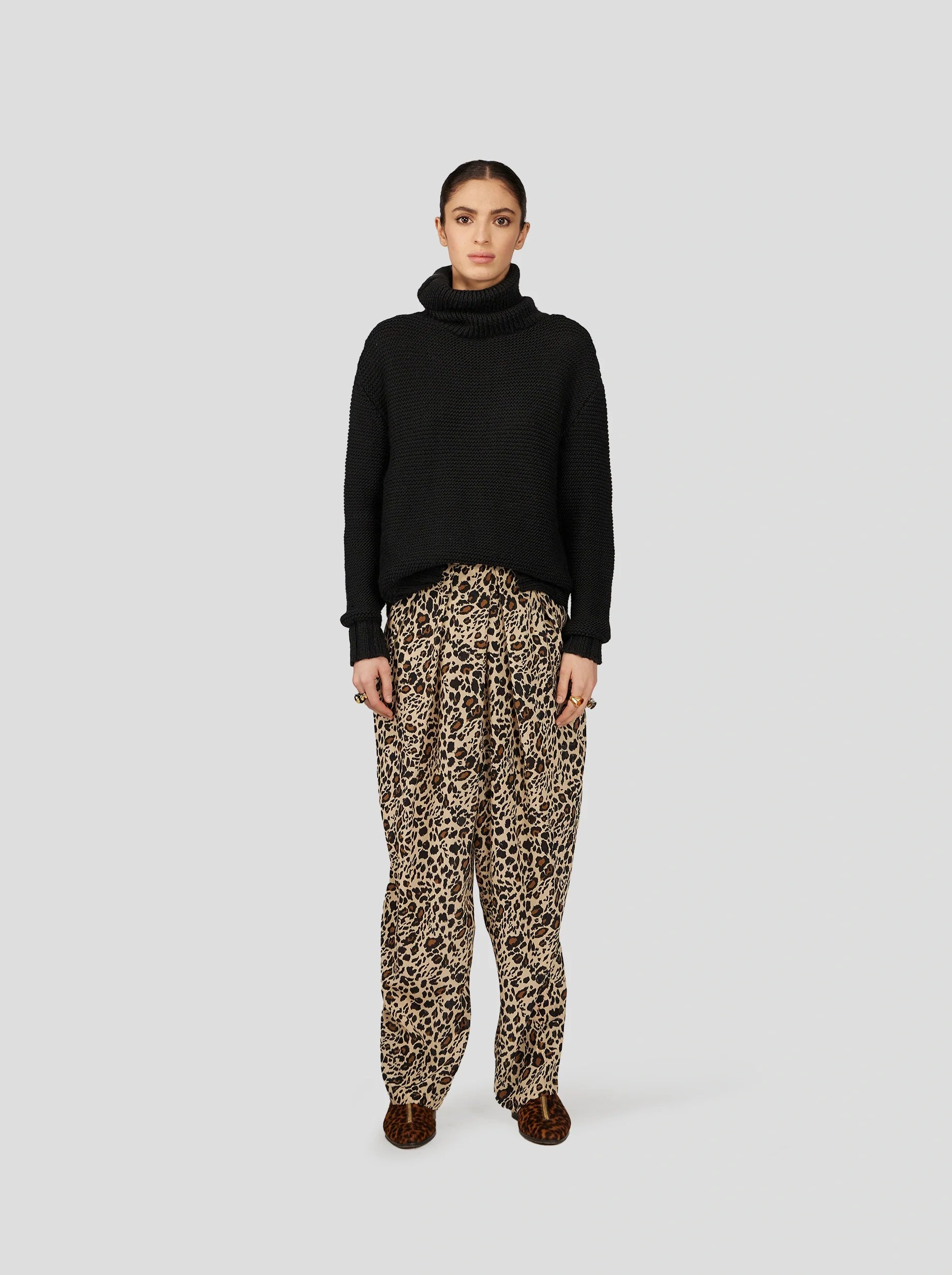 Pantalon Sakis À Imprimé Léopard Soyeux