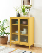 Aparador - Amarillo Mostaza - Puertas de Vidrio Estriado