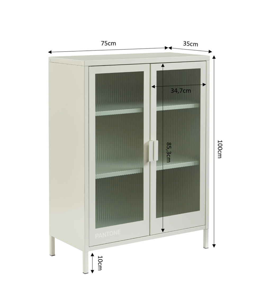 Sideboard - Sand Beige - Fluted Glass Doors