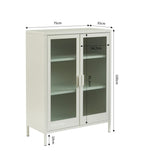 Sideboard - Sand Beige - Fluted Glass Doors