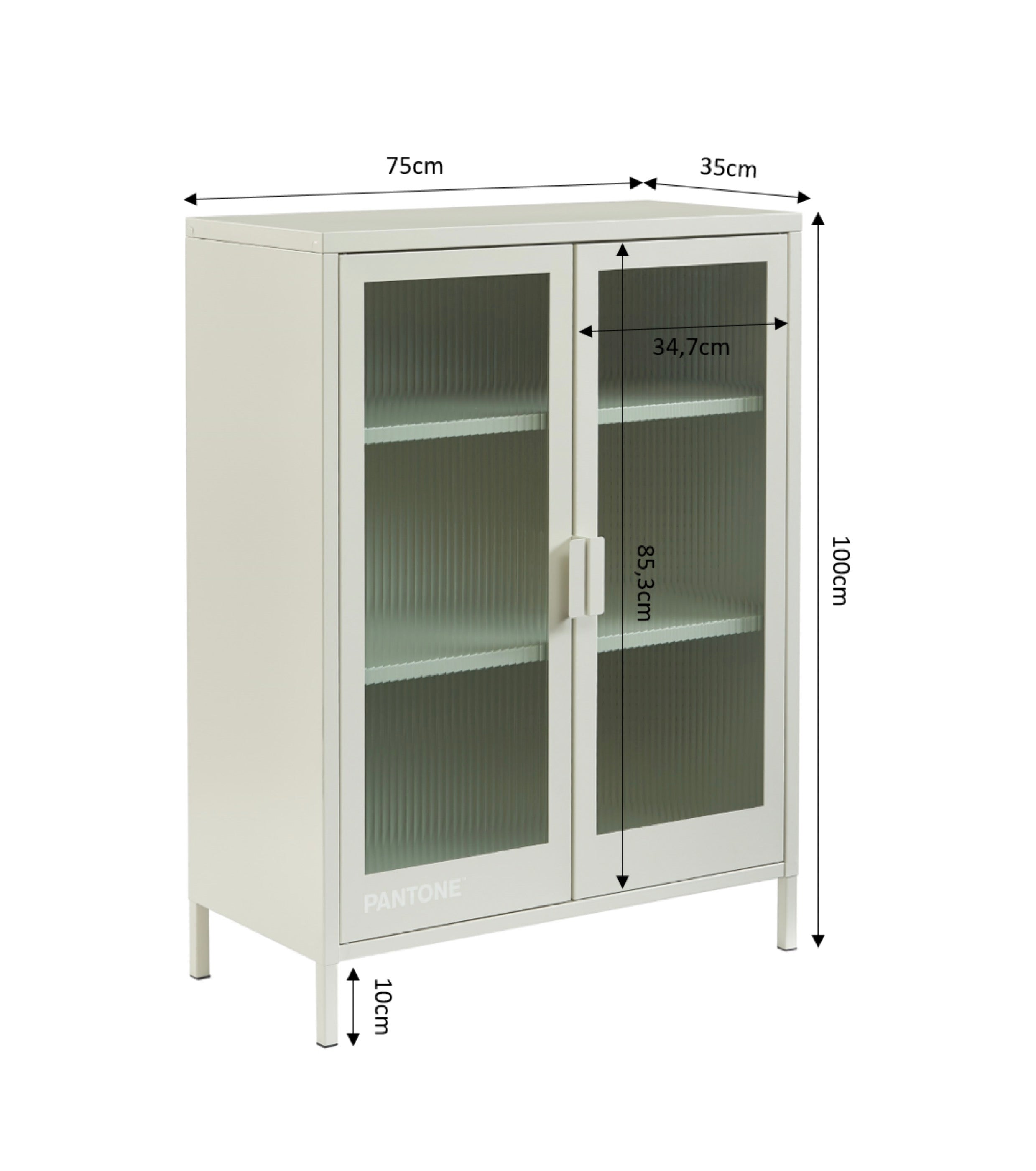 Sideboard - Sand Beige - Fluted Glass Doors